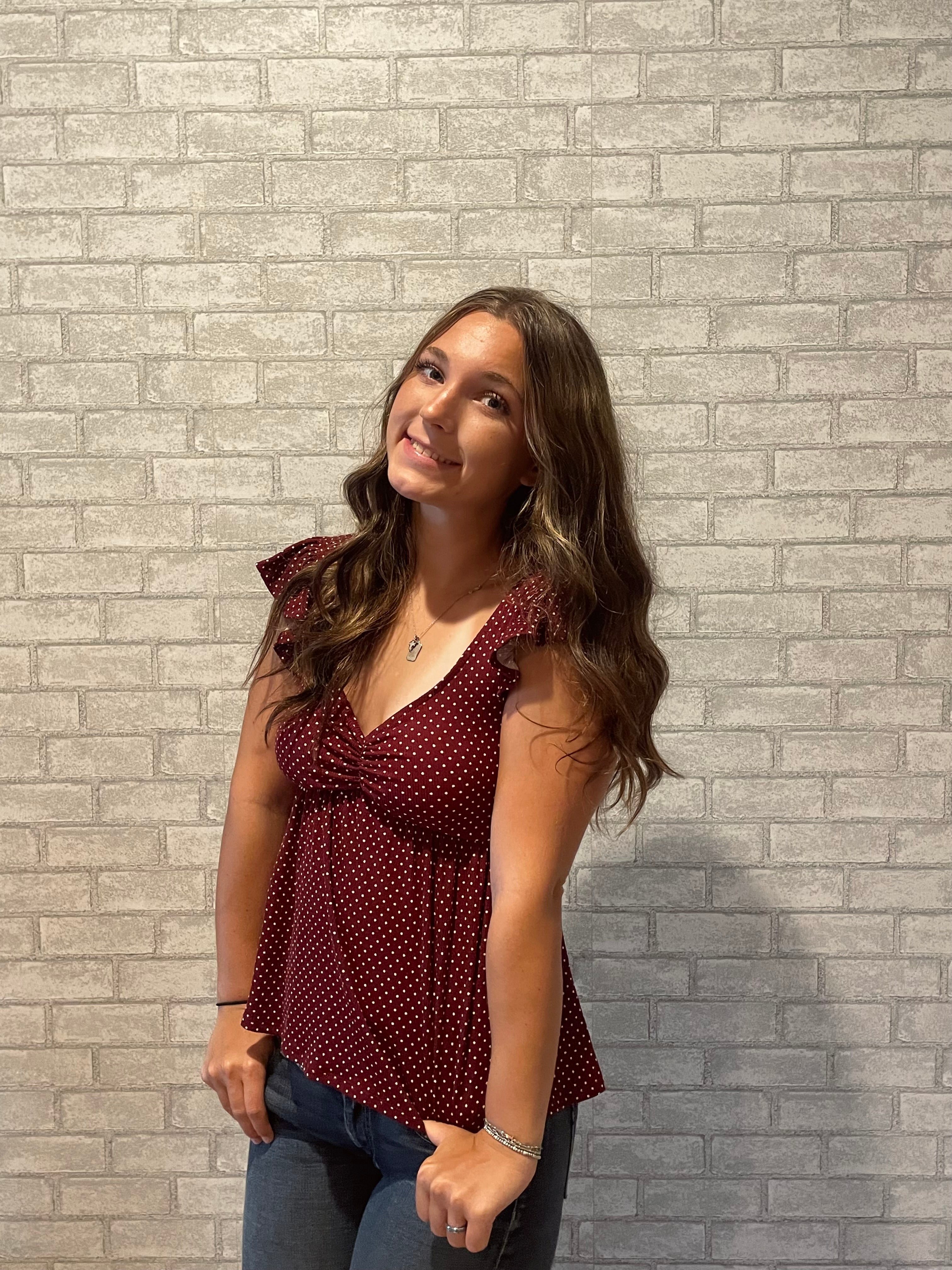 Red Polka Dot Peplum Top