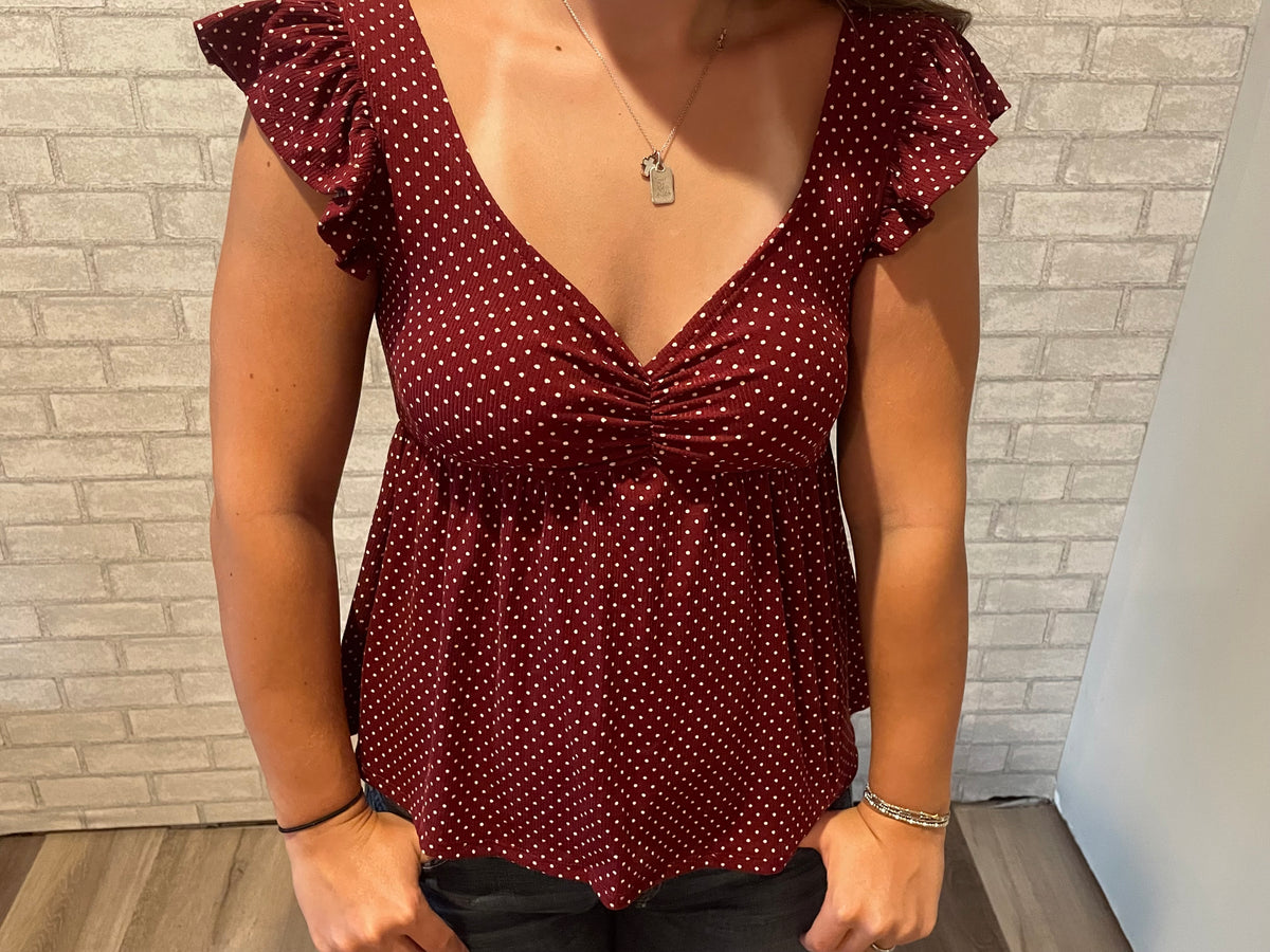 Red Polka Dot Peplum Top