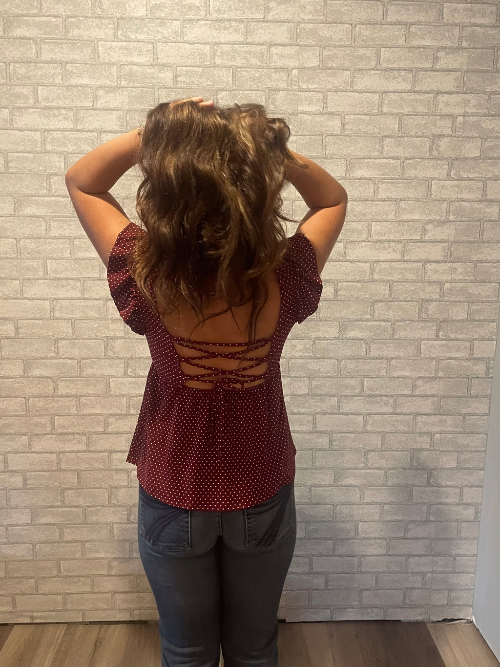 Red Polka Dot Peplum Top