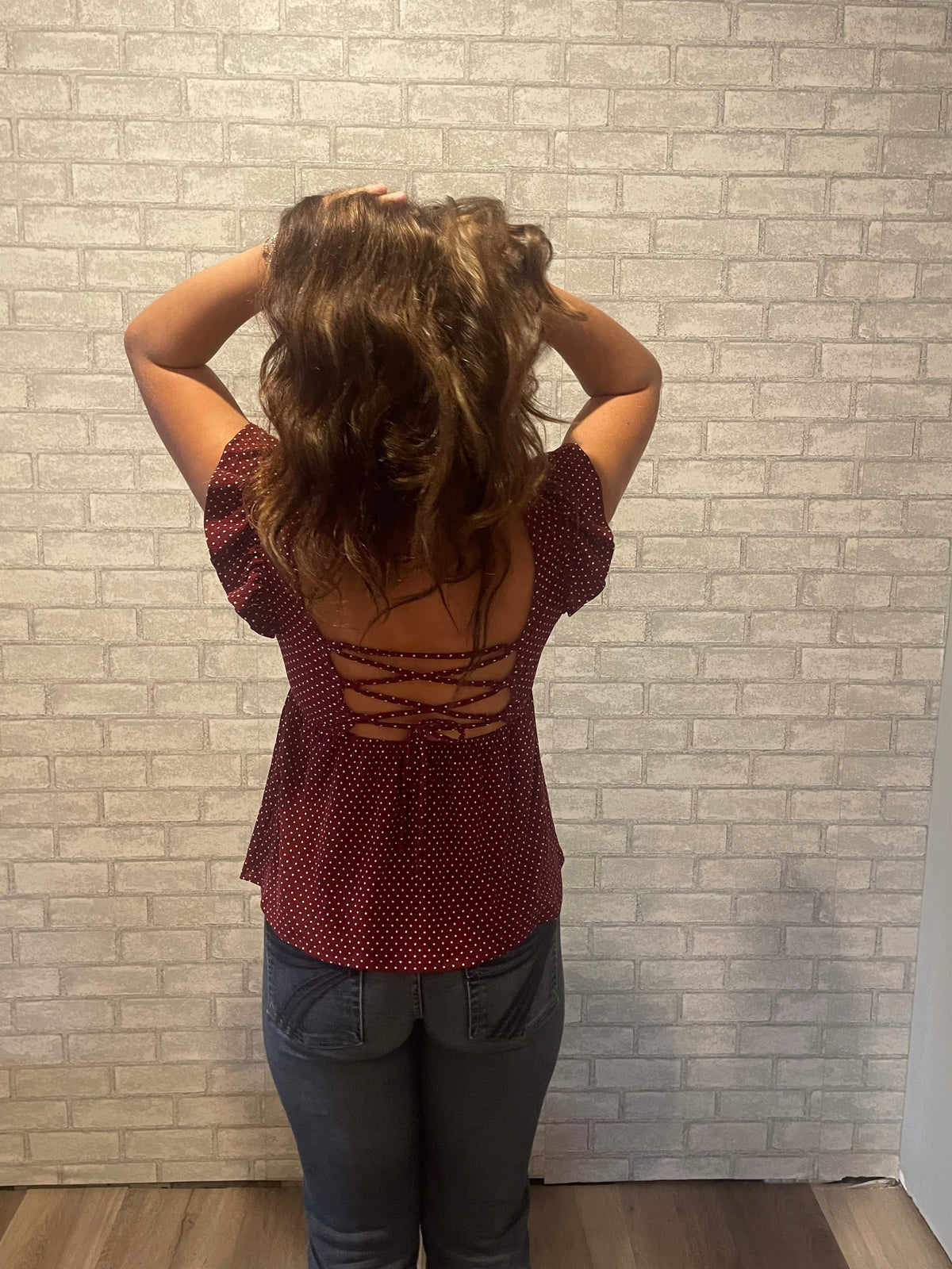 Red Polka Dot Peplum Top