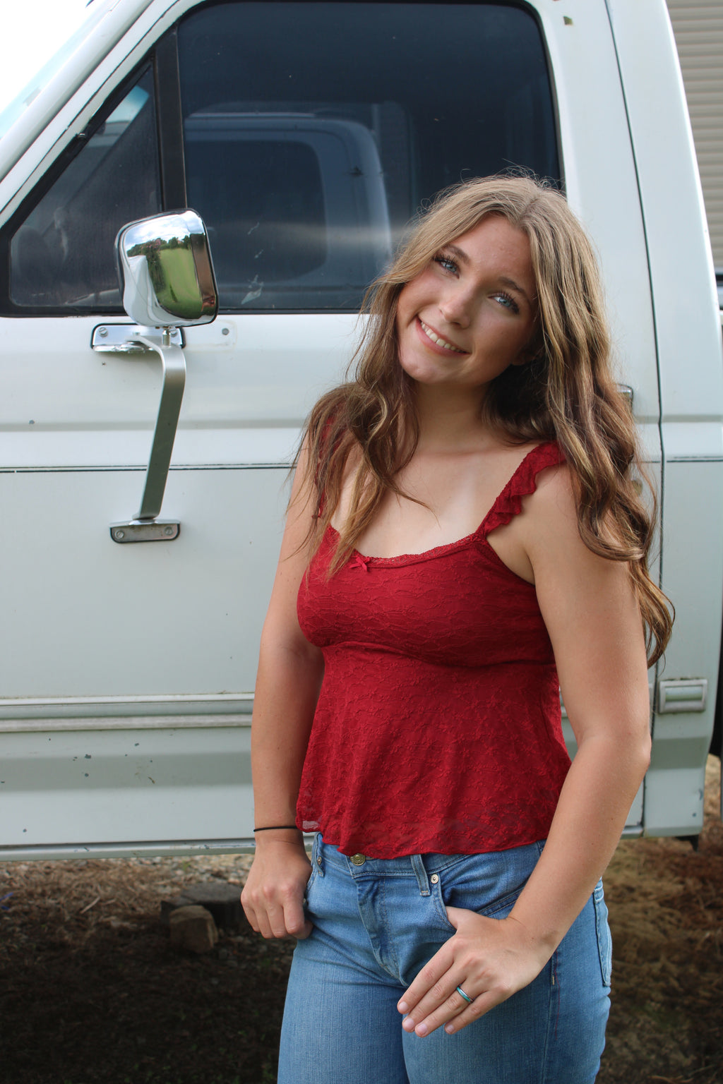 Ruby Red Lace Top