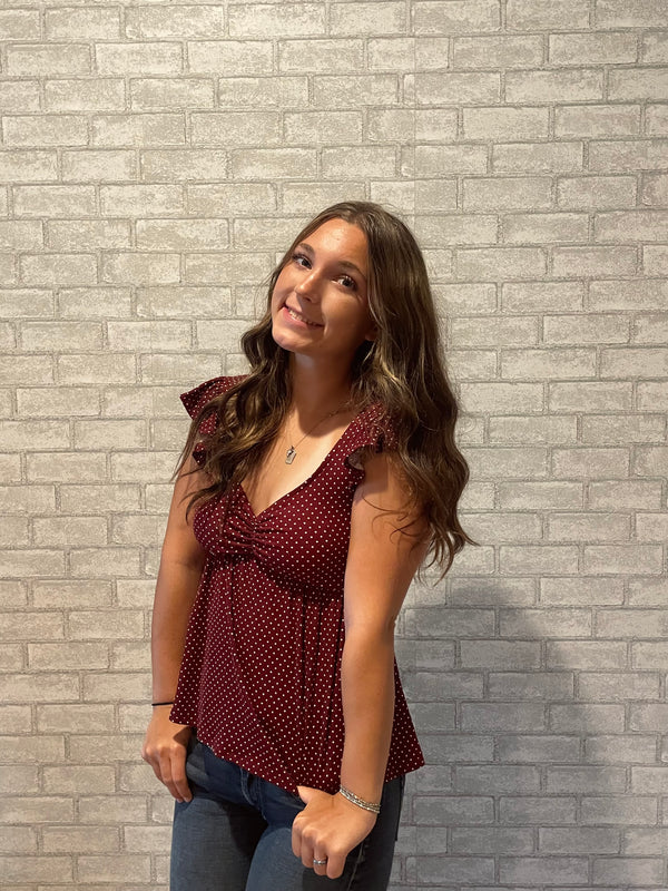 Red Polka Dot Peplum Top