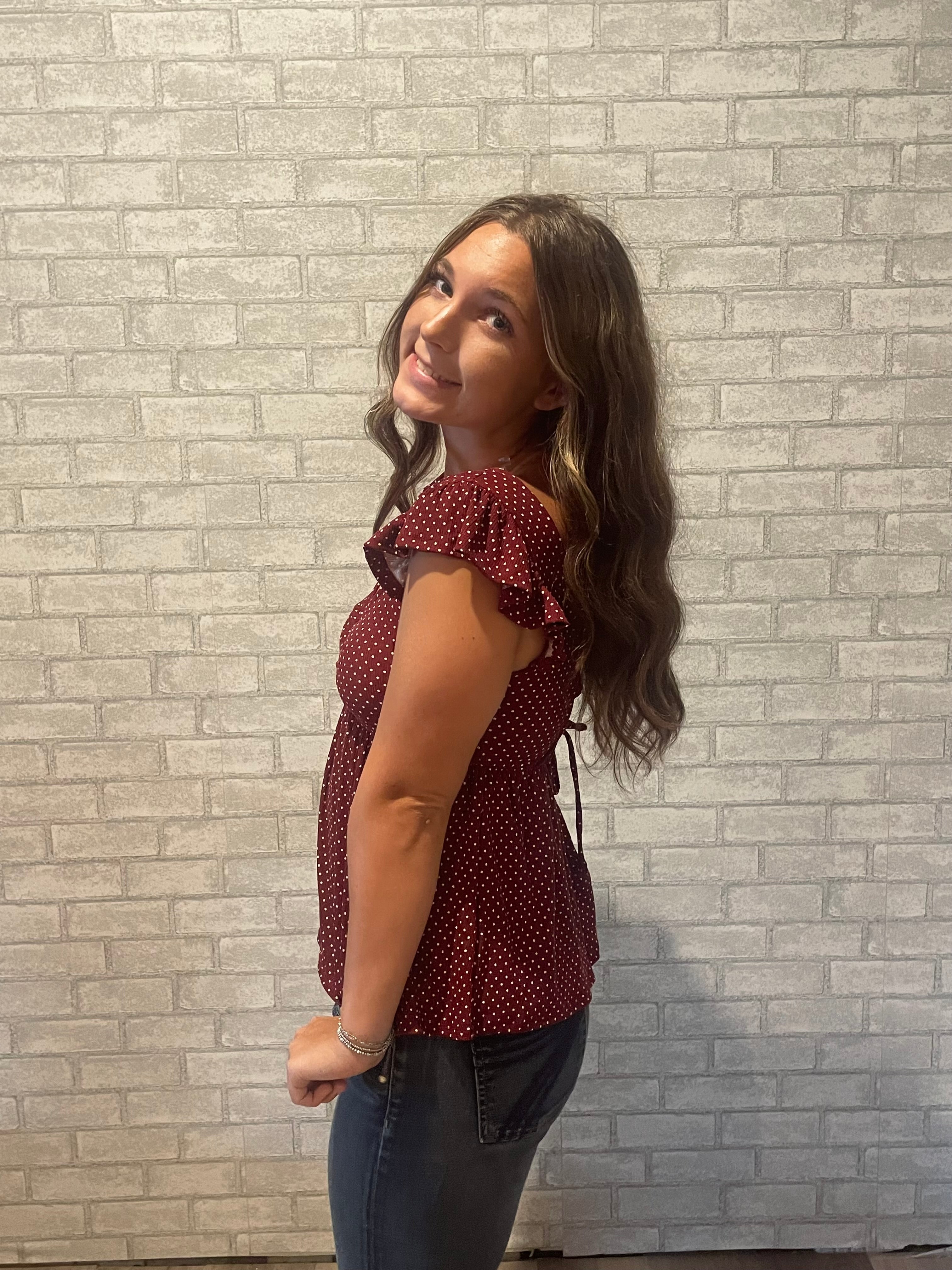 Red Polka Dot Peplum Top