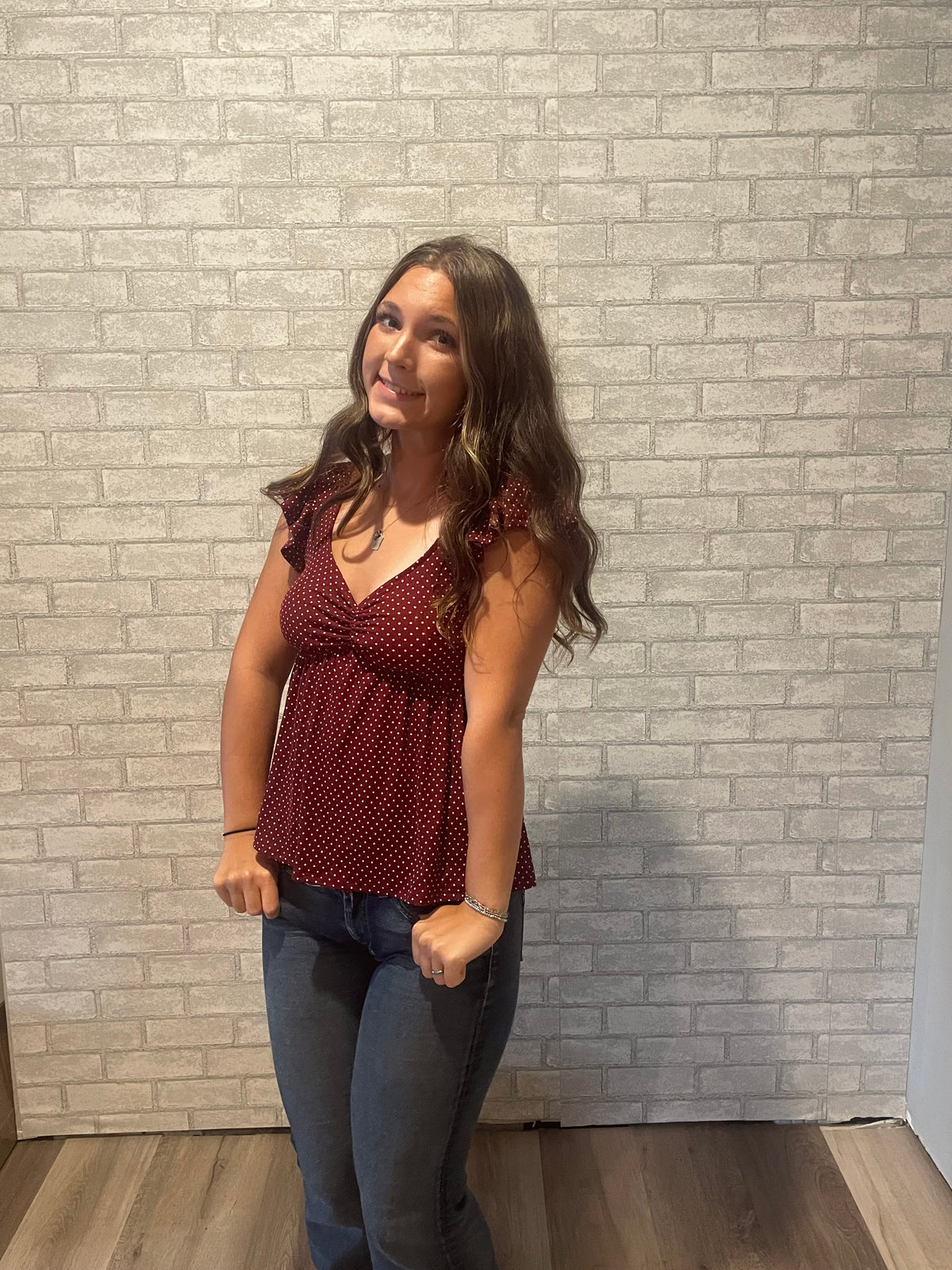 Red Polka Dot Peplum Top